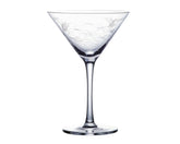 Pair of Crystal Martini Glasses with Fern Design