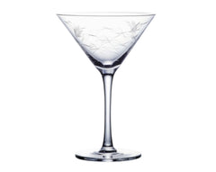 Pair of Crystal Martini Glasses with Fern Design