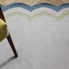 Flat Woven Scallop Rug Blue and Yellow, Jennifer Manners