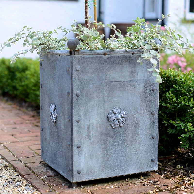 Traditional Georgian Style Handcrafted Galvanised Steel Planters with Tudor Rose Decor
