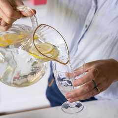 Crystal Water Jug with Ripple Design & Gold Rim | The Vintage List