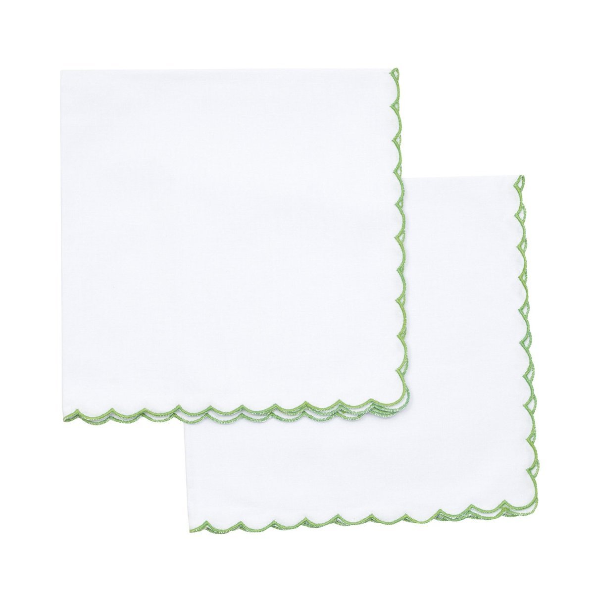 Set of 4 Green Scallop Linen Napkins