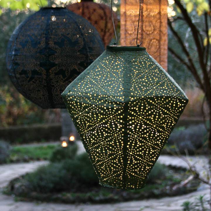 Green Diamond Moroccan Solar Lantern 