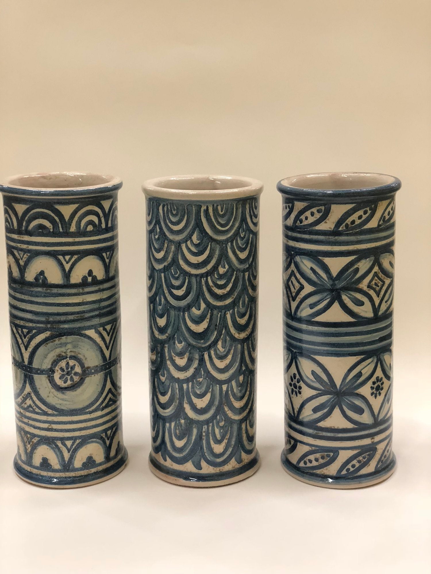 Handmade Hand Painted Cylinder Patterned Vase