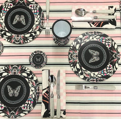 The Harlequin' Pink & Black Striped Table Cloth, Large