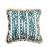 Hearts and Minds' Cushion in Teal with Teal Velvet Back & Cream Fringe- Kelling Home
