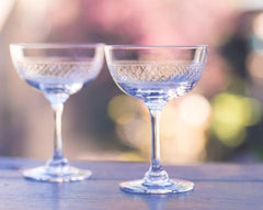 Set of 6 Crystal Champagne Saucers with Band Design