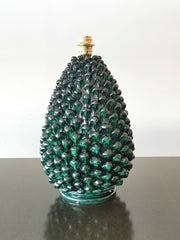 Handmade Sicilian Ceramic Pietro Pinecone Green Lamp