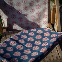 Jaipur' Indigo Blue & Pink Floral Fabric