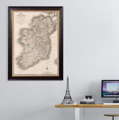 C. 1838 Map of Ireland Vintage Print
