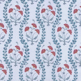 Iznik Vine Large Scale Fabric Red Blue & Grey