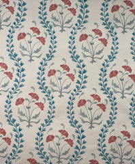 Iznik Vine' Large Print Floral Jade & Red Fabric