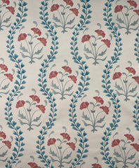 Iznik Vine' Large Print Floral Jade & Red Fabric