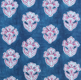 Tulips Pink Fabric blue Green