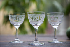 Set of 6 'Greek Key' Liqueur Glasses