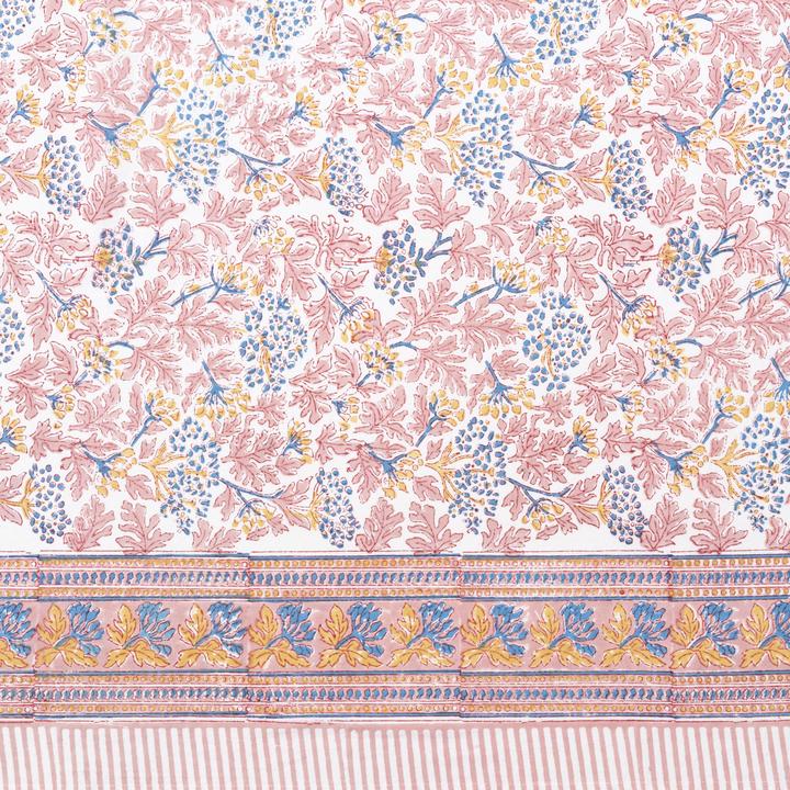 pink and blue floral tablecloth block print mews furnishings