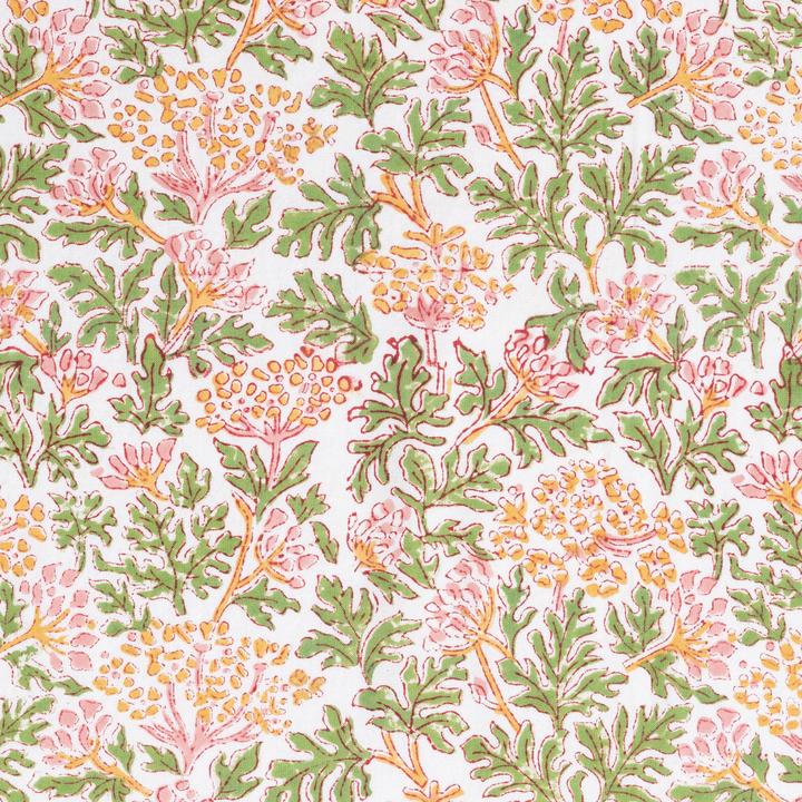 Kelpie' Block Printed Pink & Green Floral Tablecloth