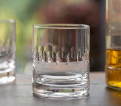 Pair of Crystal Whiskey Glasses with Lens Design