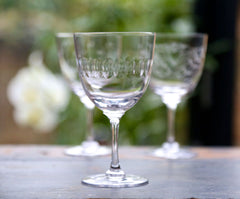 Set of 6 Crystal Wine Glasses with Lens Design