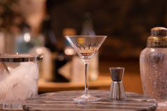 Pair of Crystal Martini Glasses with Lens Design