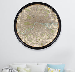 C.1905 Vintage Map of London with Round Frame