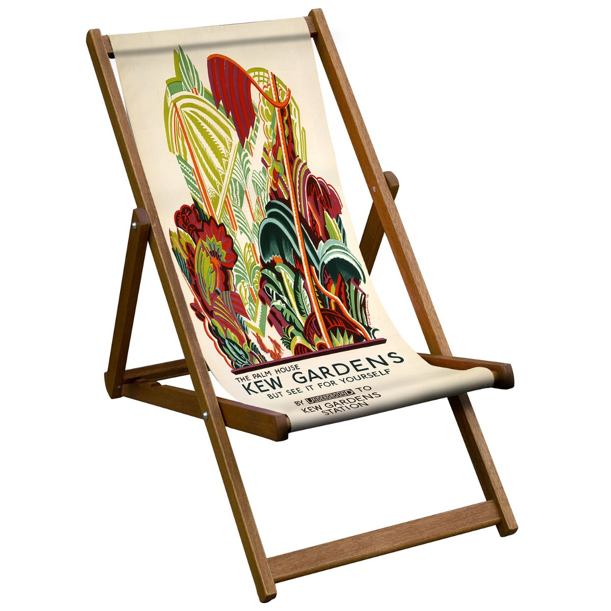 Vintage Inspired Wooden Deckchair- Palm House Kew Gardens- London Transport Poster