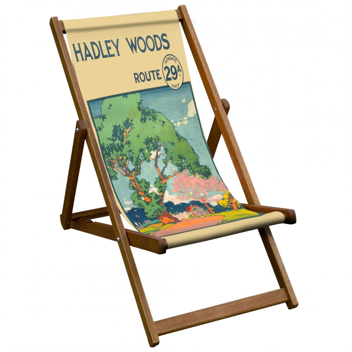 Vintage Inspired Wooden Deckchair- Hadley Woods - London Transport Poster