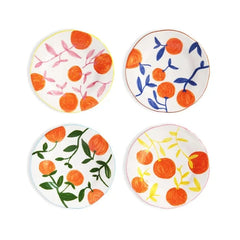 Set of 4 Orange Twigs Hand-Painted Dinner Plates | After Matisse | Casa by JJ