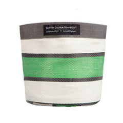 Small 14cm Eco Woven Plant Pot Cover in Grass Green, Indigo & Pearl, British Colour Standard