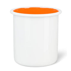Enamel Utensil Holder in Bright White / Orange Flame, British Colour Standard