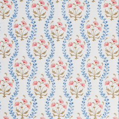 Mews Furnishings Iznik Vine Blue & Pink Floral Fabric
