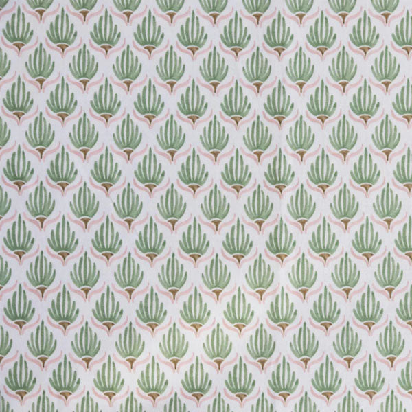 Mews Furnishings Tulips in Moss Green & Pink Fabric