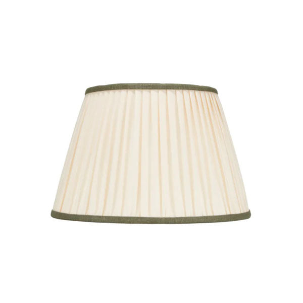 Rosana Lonsdale Pleated Ivory Linen Lampshade with Green Coloured Trim