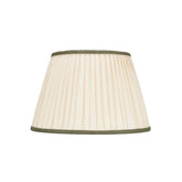 Rosana Lonsdale Pleated Ivory Linen Lampshade with Green Coloured Trim