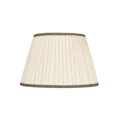 Rosana Lonsdale Pleated Ivory Linen Lampshade with Green Coloured Trim