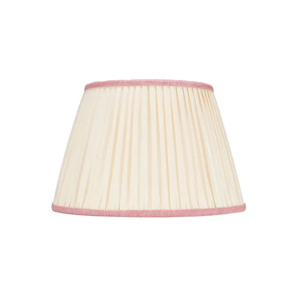 Rosana Lonsdale Pleated Ivory Linen Lampshade with Pink Coloured Trim