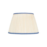 Rosana Lonsdale Pleated Ivory Linen Lampshade with Blue Coloured Trim