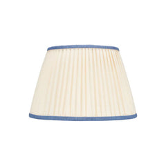 Rosana Lonsdale Pleated Ivory Linen Lampshade with Blue Coloured Trim