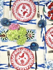 Meadow' Block Printed Blue Floral Tablecloth