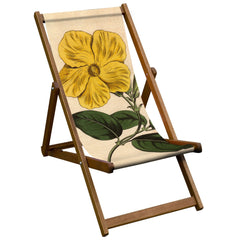 Vintage Inspired Wooden Deckchair with Savanna Flower Botanical Design