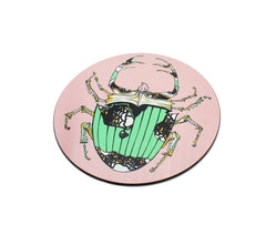 Melamine Eucalyptus Cork Printed Beetle Green Pink Patterned Placemat