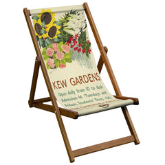 Vintage Inspired Wooden Deckchair- Kew Station - London Transport Poster