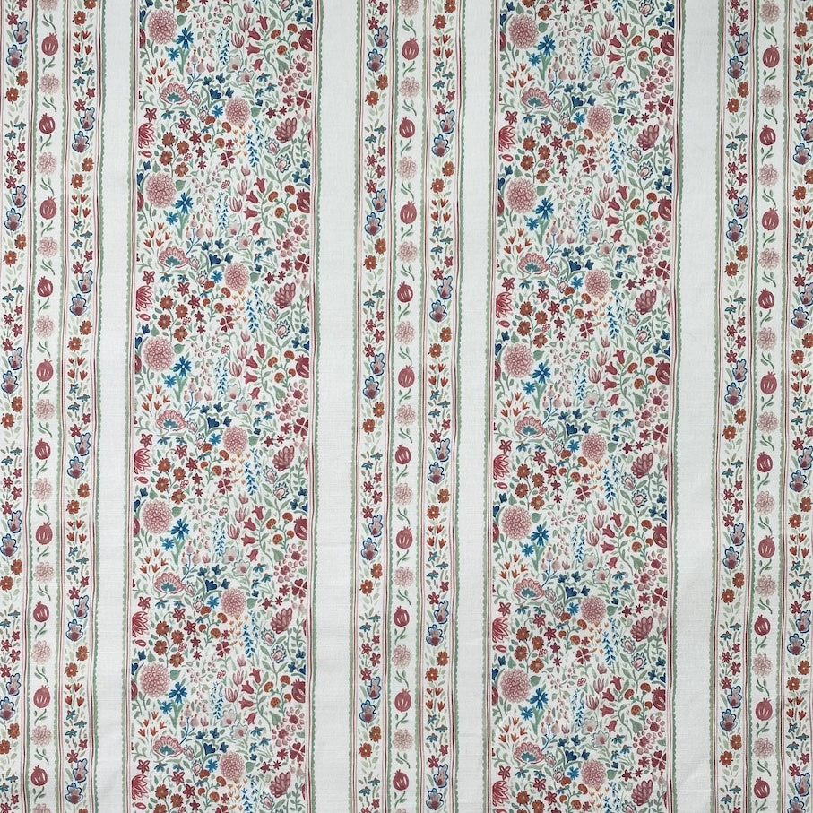 Moghul Meadow Washed Fabric Floral Red Green Pink Blue