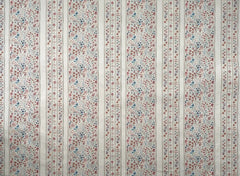 Moghul Meadow Washed' Floral Striped Blue, Red & Green Cotton Fabric