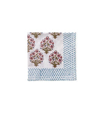 Set of 4 'Starflower' Block Printed Pink Floral Napkins