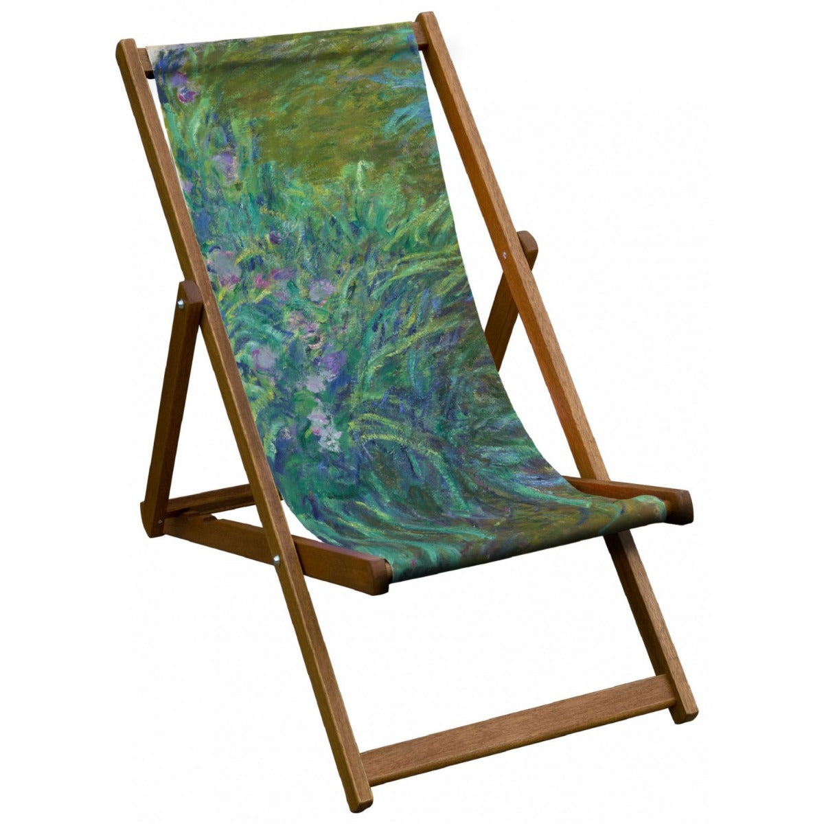 Vintage Inspired Wooden Deckchair- 'Irises'- Claude Monet