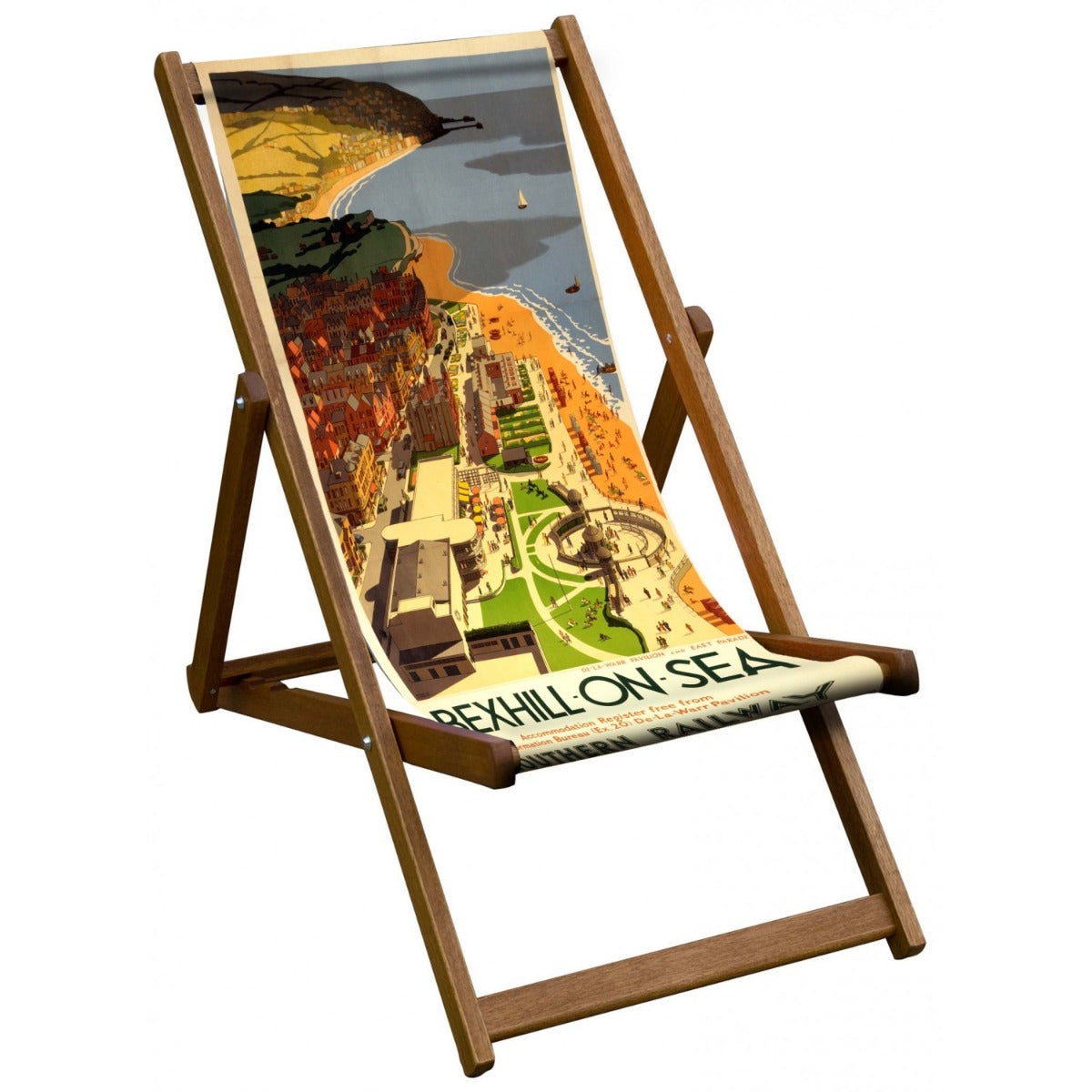 Vintage Inspired Wooden Deckchair- Bexhill on Sea- National Railway Museum Poster