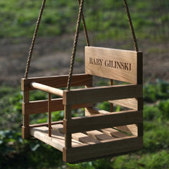 Solid Oak Personalised Baby Swing | Oak & Rope Company