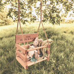 Solid Oak Personalised Baby Swing | Oak & Rope Company