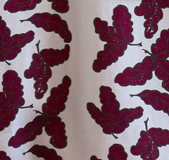 Oak Leaf Patterned Linen Fabric in Raspberry Pink | Kelling Home